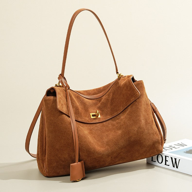 Genuine leather large capacity Kelly tote bag, a high-end shoulder bag, crossbody bag, handbag, and underarm bag for women