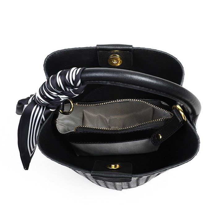 Bucket bag, genuine leather women's bag, crossbody bag, small bag, high-end woven bag, handbag.