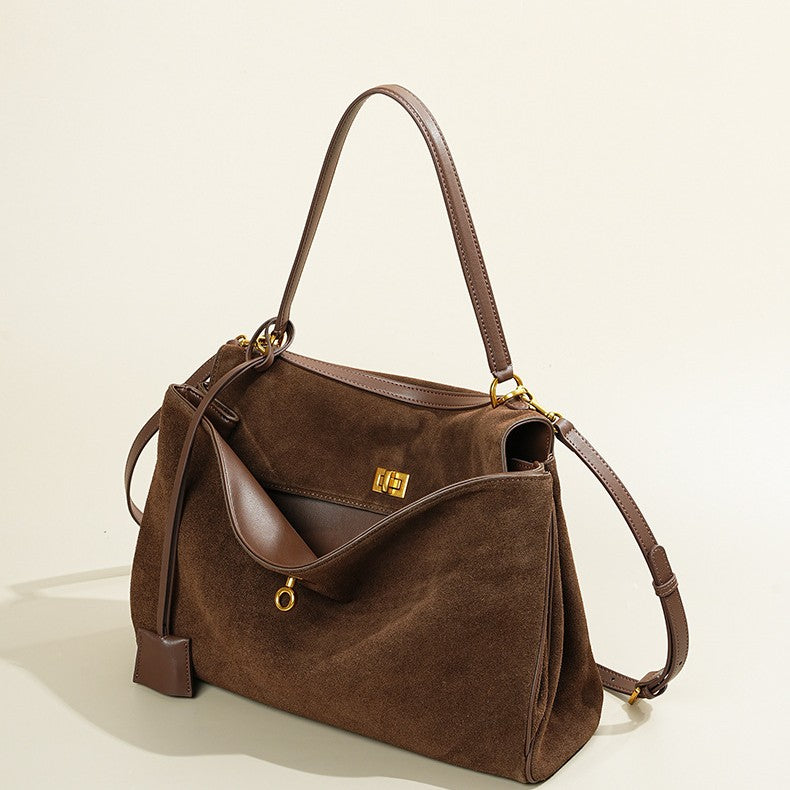 Genuine leather large capacity Kelly tote bag, a high-end shoulder bag, crossbody bag, handbag, and underarm bag for women