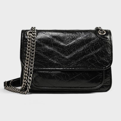 Tramp-style handbag, autumn/winter collection crossbody/shoulder bag with chain strap, genuine leather messenger bag for women