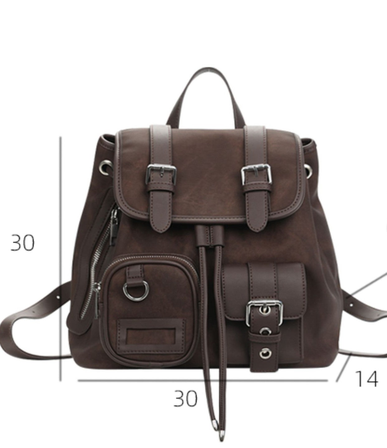 Tie-dye coffee brown American style niche retro autumn/winter post-apocalyptic style backpack