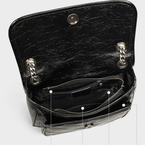 Tramp-style handbag, autumn/winter collection crossbody/shoulder bag with chain strap, genuine leather messenger bag for women