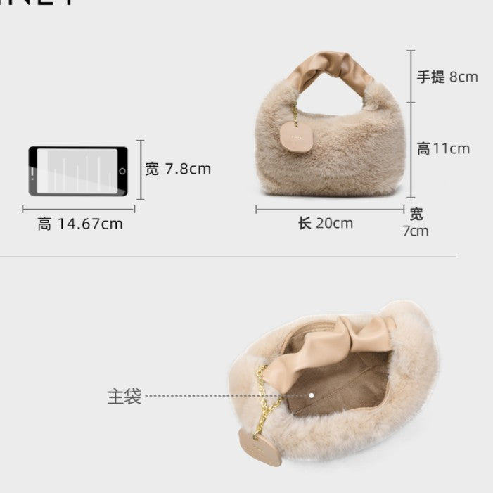 New arrival autumn/winter women's crossbody bag, stylish and luxurious plush shoulder bag, small bag