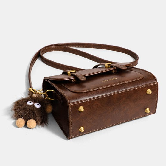 Autumn/Winter Genuine Leather Cambridge Bag, Crossbody Bag for Women, High-End Small Bag, Handheld Square Bag
