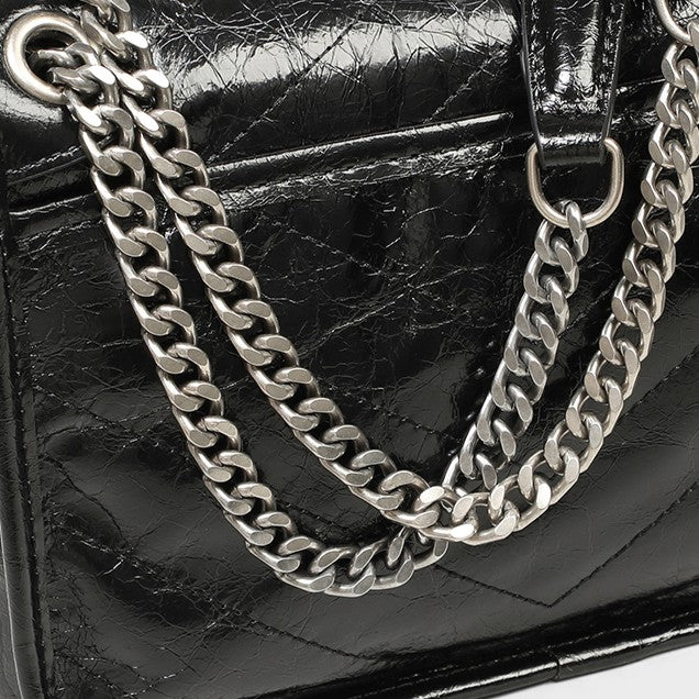 Tramp-style handbag, autumn/winter collection crossbody/shoulder bag with chain strap, genuine leather messenger bag for women