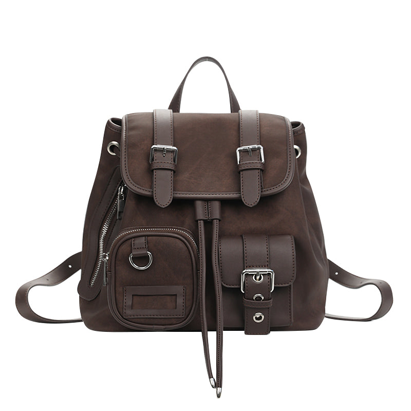Tie-dye coffee brown American style niche retro autumn/winter post-apocalyptic style backpack